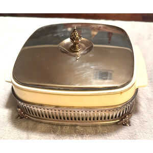 Gorham Silverplate casserole w/ melamine lid dish server pineapple MCM